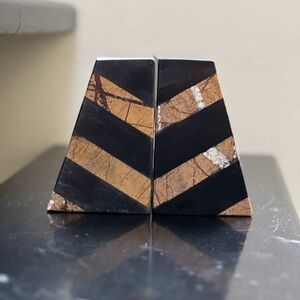 ISO CB2 Black and Brown Chevron Bookends